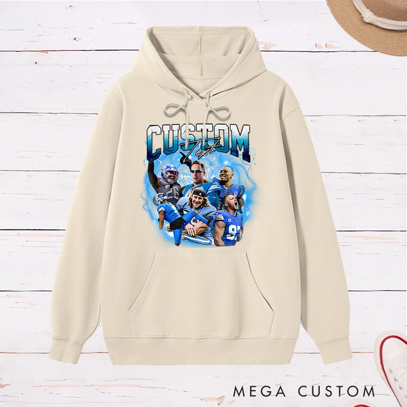 Personalized Lightning-Themed Athlete Graphic Hoodies with Custom Photos and Text