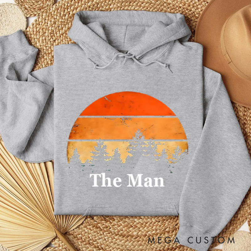 Personalized Retro Camping Hoodie Forest Sunset Classic Hoodies Nature Lover Hoodies Travel Campers Outdoors Gift