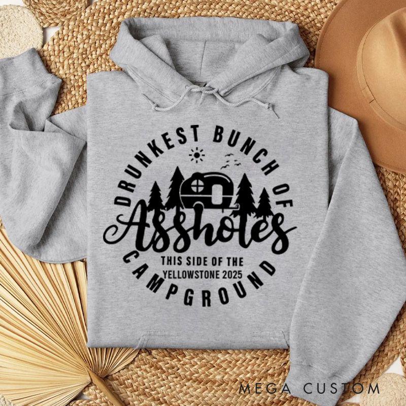 Personalized Drunkest Bunch of Campers Classic Hoodies Humorous Camping Hoodie Gift for Campers Outdoors Nature Lover