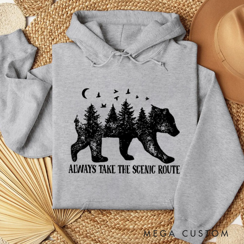 Personalized Bear Mountains Hoodie Hiking Hooded Sweatshirt Outdoors Nature Lover Classic Hoodies Gift for Outdoors Adventure