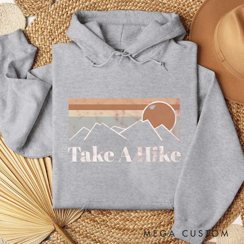 Personalized Take a Hike Classic Hoodies Retro Inspired Mountain Hoodie Outdoors Nature Lover Hoodies Gift for Adventure Lover