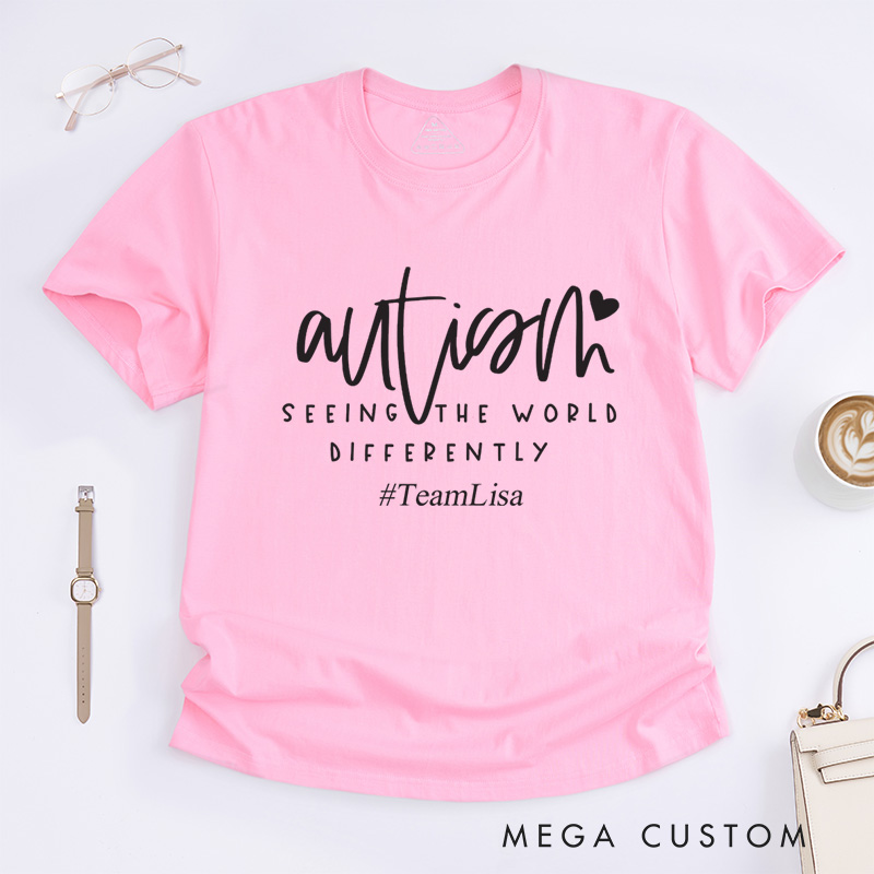 Personalized Mental Health Seeing The World Differently Autism Awareness T-Shirt