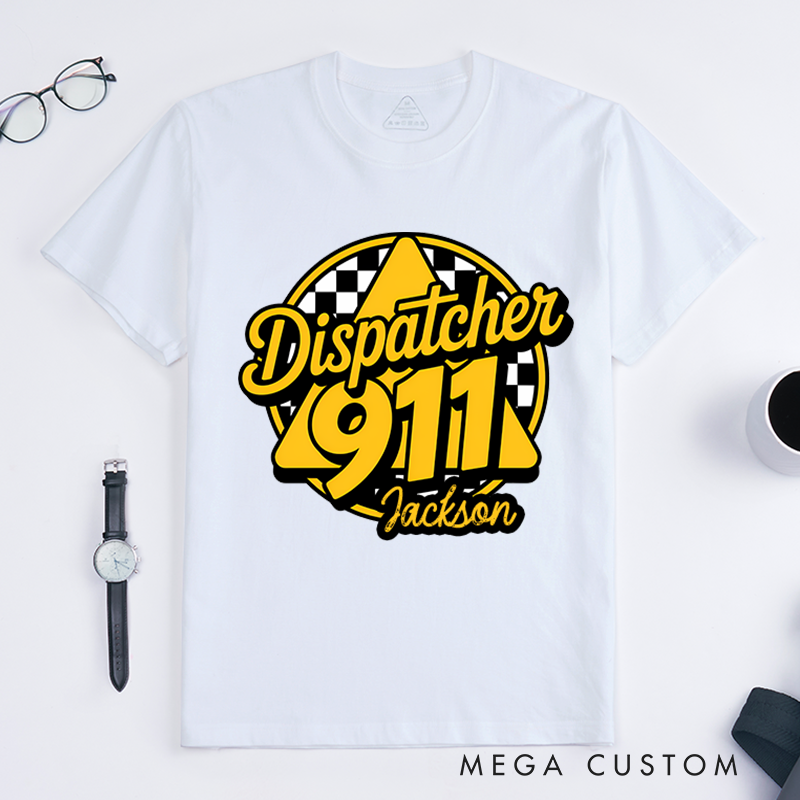 Personalized Dispatcher 911 T-Shirt with Bold Graphic Design Gift for Emergency Dispatchers