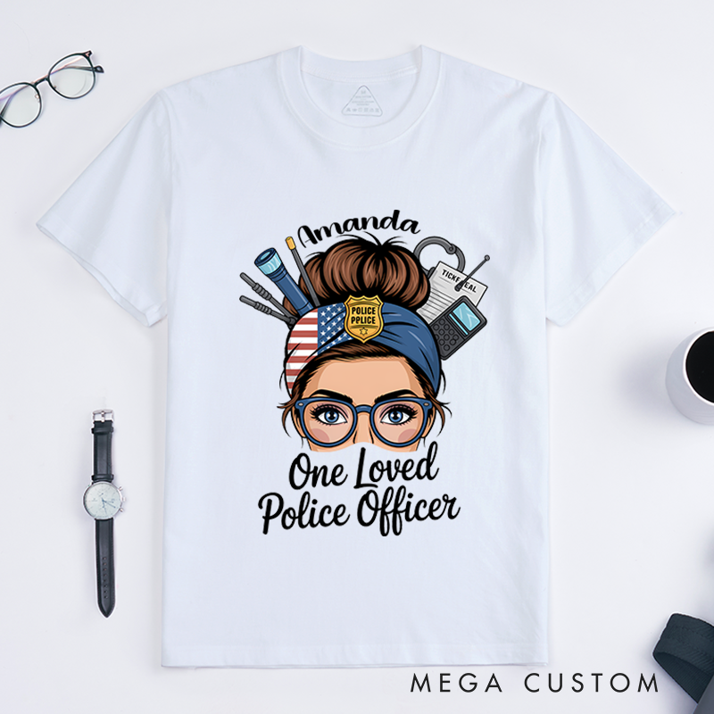 Personalized One Loved Police Officer T-Shirt with Stylish Graphic Design Gift for Women in Law Enforcement