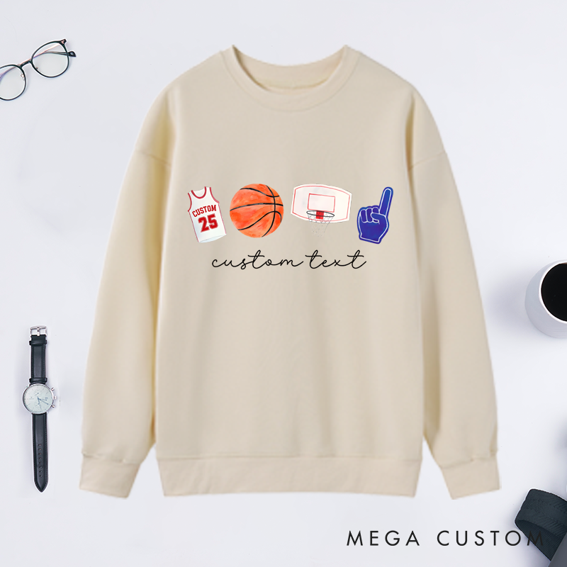 Personalized Basketball Sweatshirt Custom Jersey Number Custom Text Shirt