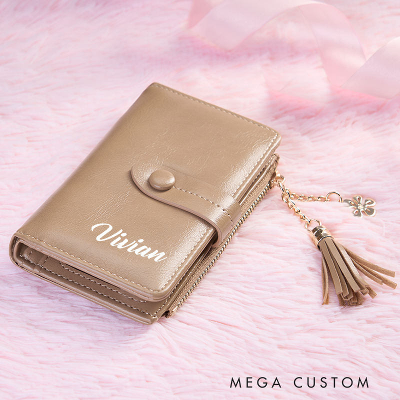 Personalized Leather Wallet for Her Custom Leather Wallet with Name Leather Wallet With Zipper Purse Wallet Unique Gift for Her Birthday Gifts