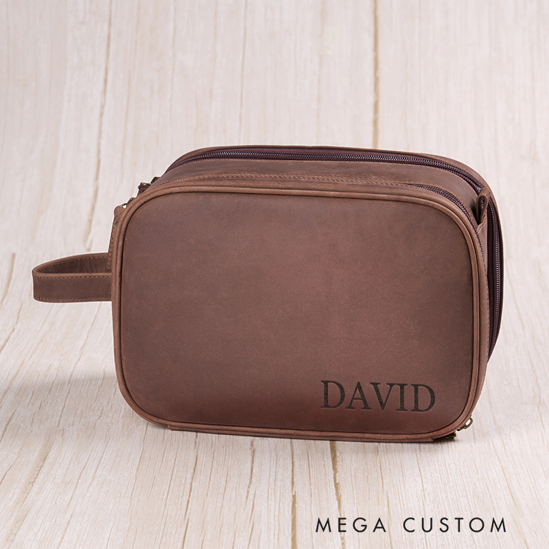 Personalized Men's Leather Toiletry Bag Leather Dopp Kit Anniversary Gift Custom Gift for Men Gifts For Husband Wedding Groomsmen Gifts