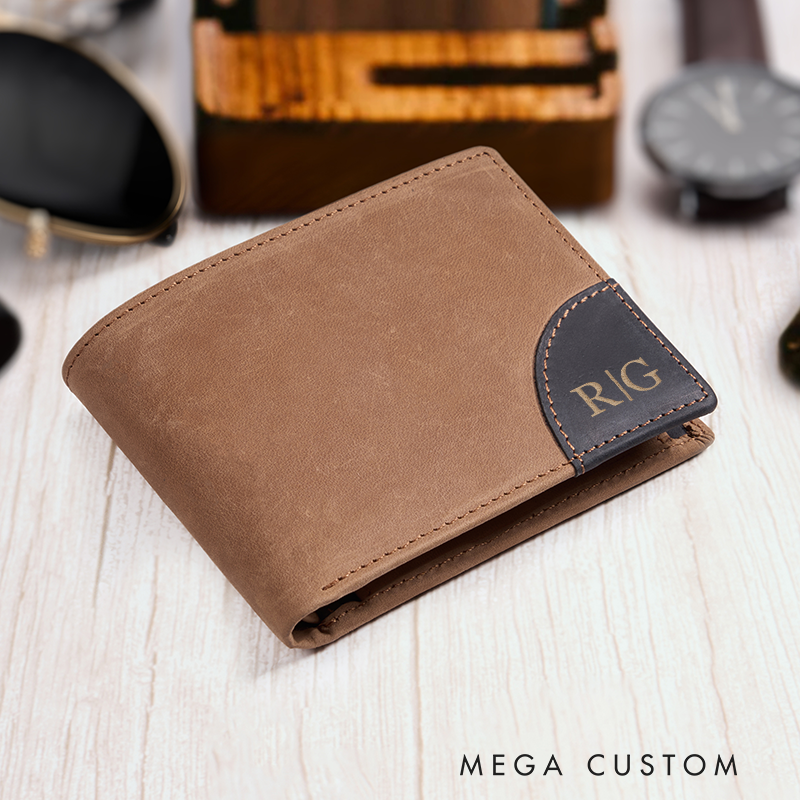 Personalized Leather Wallet Custom Wallet for Him Engraved Wallets with Name Mens Wallet Minimalist Wallet Leather Gift For Him Gift for Husband Boyfriend Father