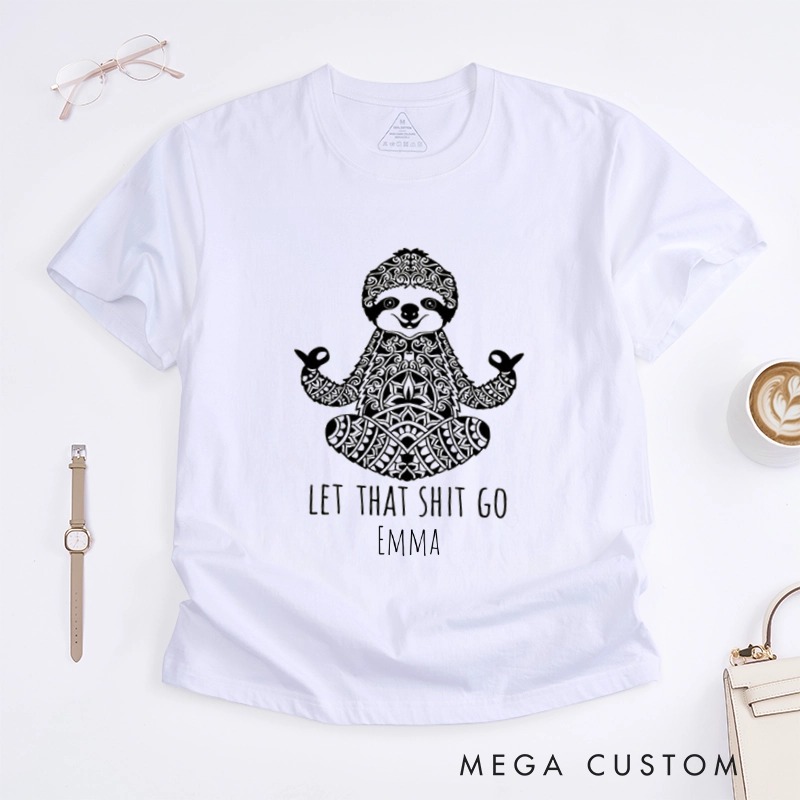 Personalized Meditation Sloth T-Shirt Humorous Animal T-Shirt Yoga Funny T-Shirt Yoga Lover Animal Lover