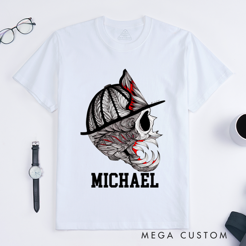Personalized Firefighter T-Shirts Firefighter Helmet Design T-Shirt Firefighter Dad Gift