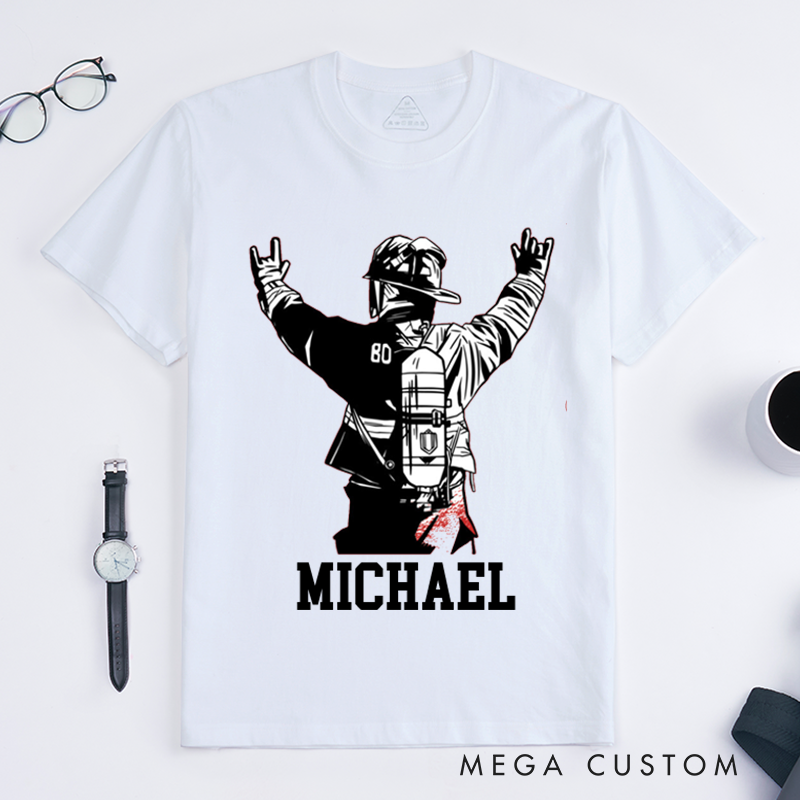Personalized Firefighter T-Shirts Firefighter Helmet Design T-Shirt Firefighter Dad Gift