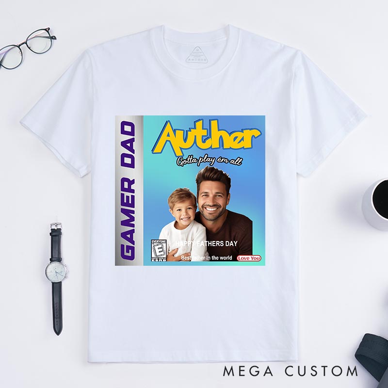 Personalized Game Card Cover Classic T-Shirts for Dad Gamers Father's Day Anime Lovers Gaming Shirt