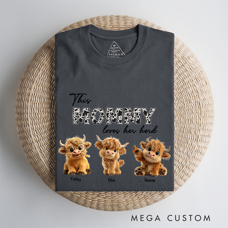Personalized this Grandma Loves Her Herd Classic T-Shirt Highland Cattle Shirt