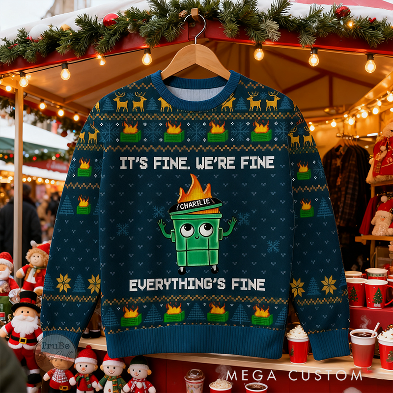 Personalized Christmas Firefighter Ugly Sweater Fireman Xmas Sweater Firefighter Ugly Christmas Sweater Fire Department Sweater For Men