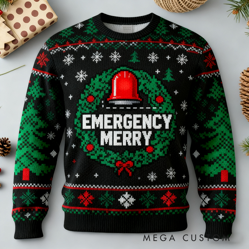 Personalized Christmas Firefighter Ugly Sweater Fireman Xmas Sweater Firefighter Ugly Christmas Sweater Fire Department Sweater For Men