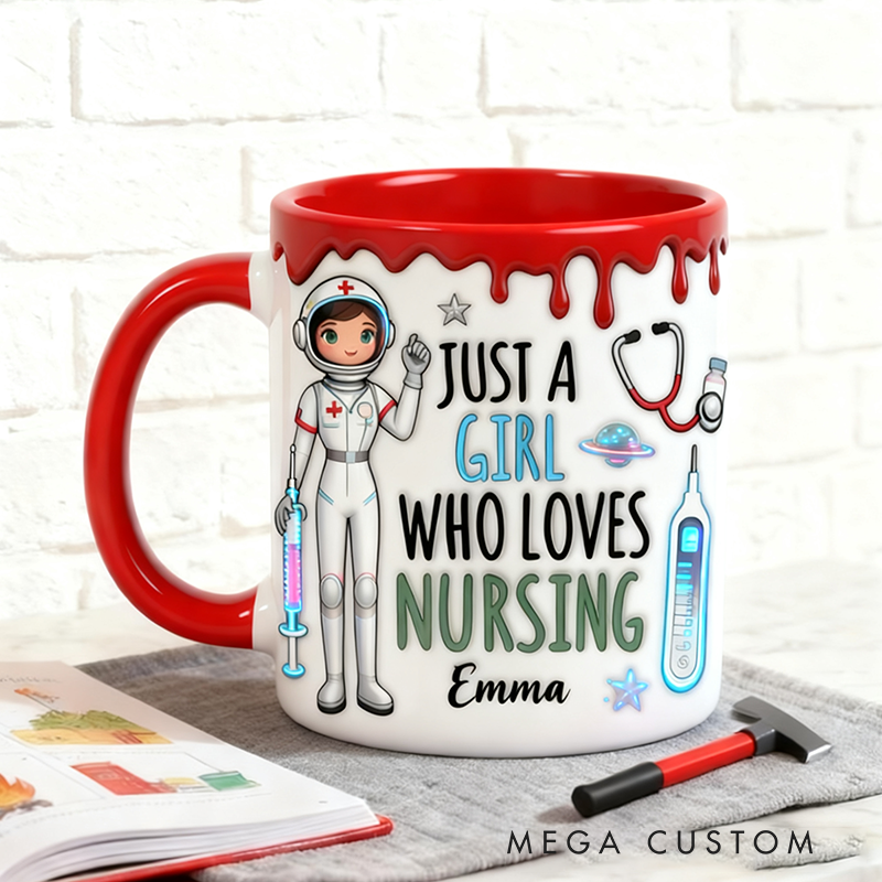 Personalized Nurse Mugs Custom Just a Girl Who Loves Nursing Design Mug Registered Nurse Mug