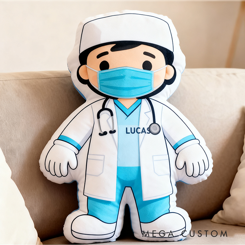 Personalized Cute Doctor Pillow with Custom Name Pillow Doctor Throw Pillow