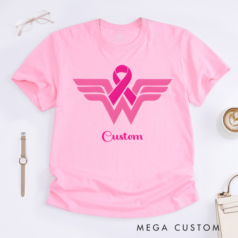 Personalized Breast Cancer Awareness Pink Ribbon T-Shirt Cancer Survivor Gift
