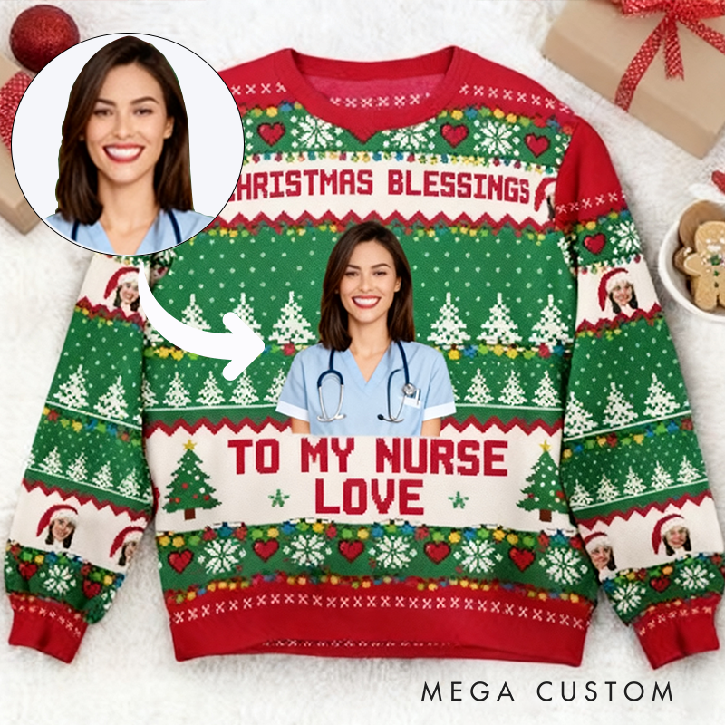 Personalized Christmas Nurse Ugly Sweater Nurse Xmas Sweater Nurse Christmas Sweater