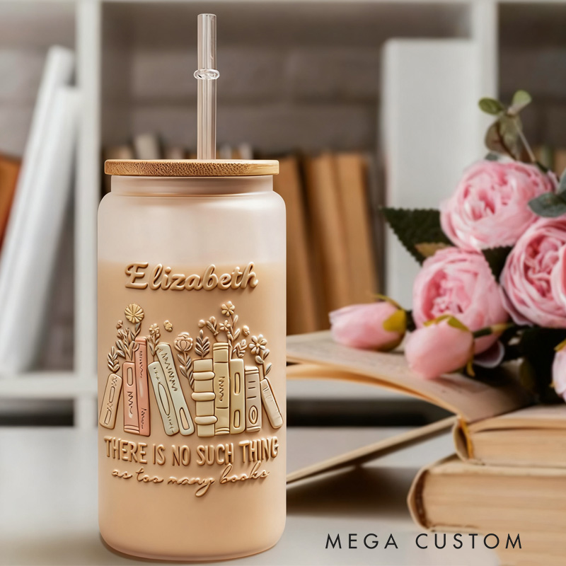 Personalized Personalized 20oz I Am Truly Grateful for Books Glass Cup with Lid and Straw Book Lover Gift