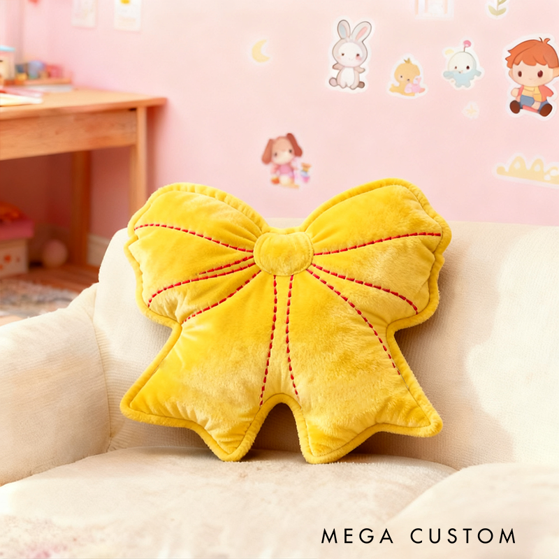 Personalized Soccer Ball Pattern Bow Shaped Pillow with Custom Ball Design