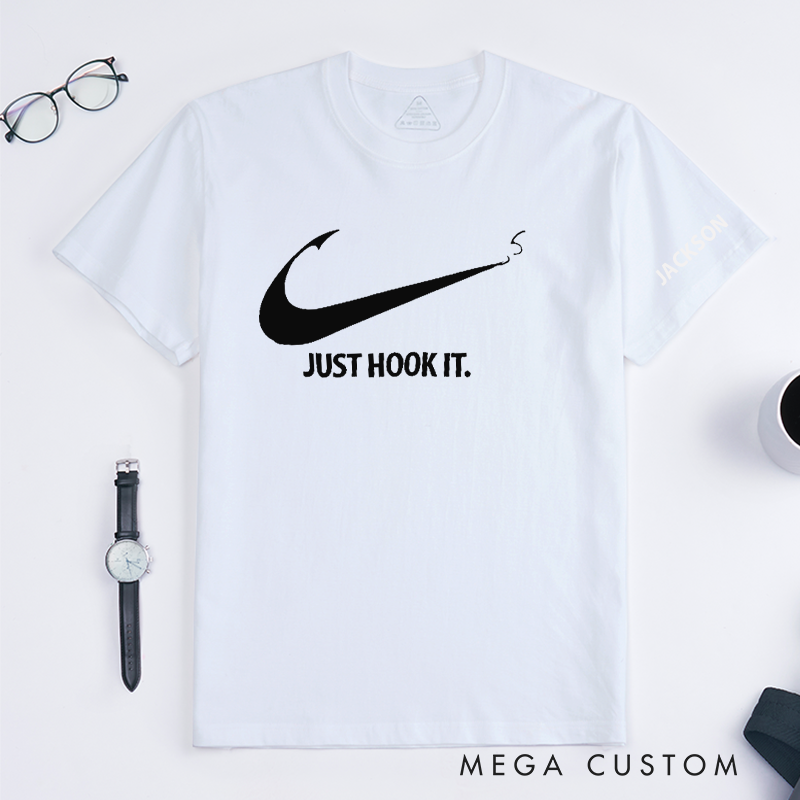 Personalized Just Hook It Fishing T-Shirt Fisherman Gift Christmas Gift T-Shirt Unisex Fishing T-Shirt Fishing Gifts for Men Women Husband Dad Grandpa