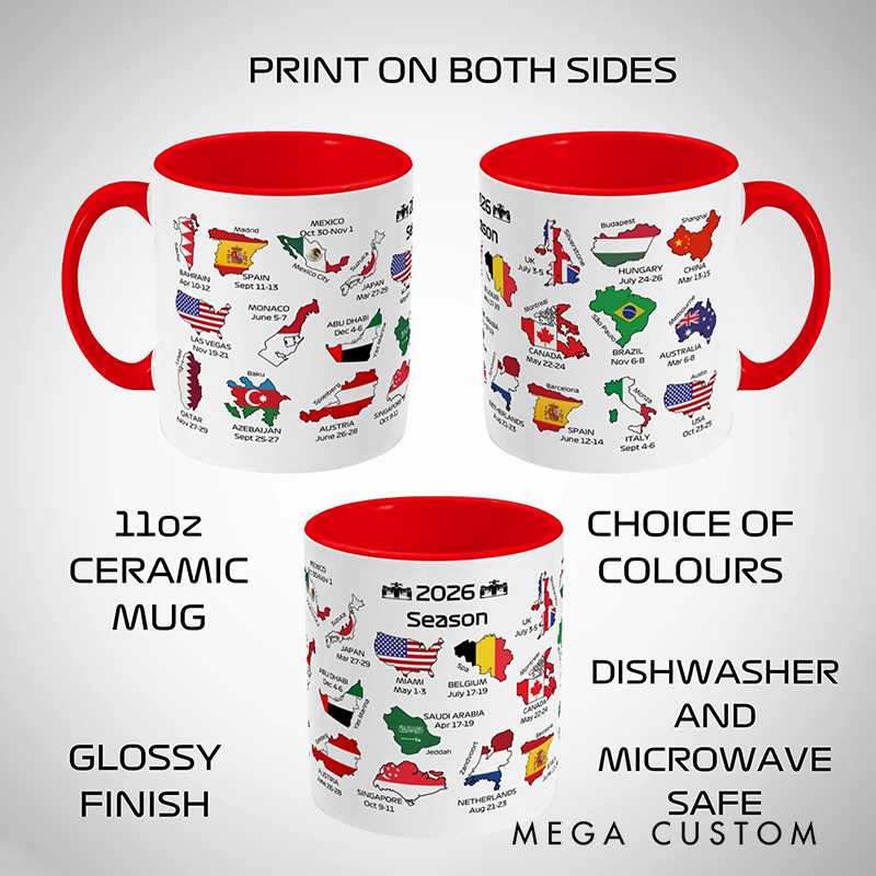 Personalized Formula 2026 Season Calendar Mug Race Car Fan Gift Racing Lover Gift Xmas Gift New Near Gift