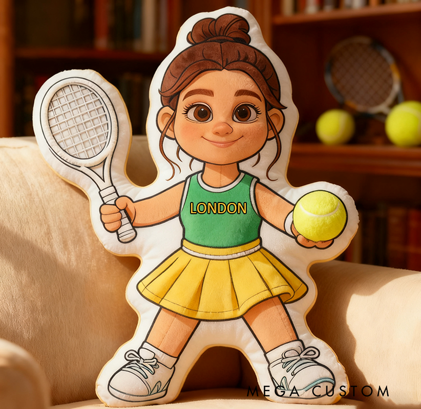 Personalized Graphic3DPrint Girl Tennis Pillow with Custom Name for Tennis Fans