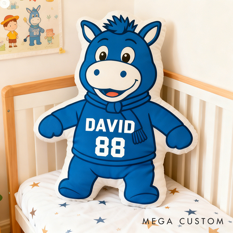 Personalized Sports Mascot Pillow Featuring Custom Name and Number for Kids and Football Fans