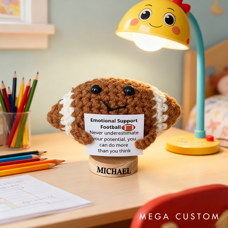 Personalized Emotional Support Football Toy with Custom Name Cheer Up Gifts For Football Team Players 