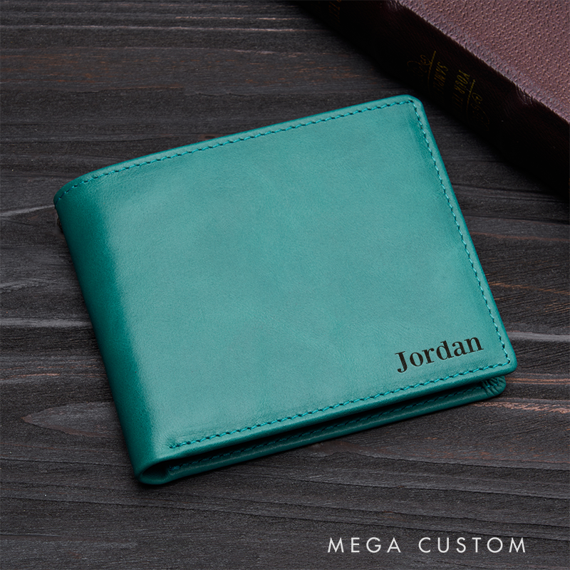 Personalized Leather Wallet Men's Wallet Custom Wallet for him Engraved Wallets with Name Minimalist Wallet Leather Gift For Him Gift for Husband Boyfriend Father