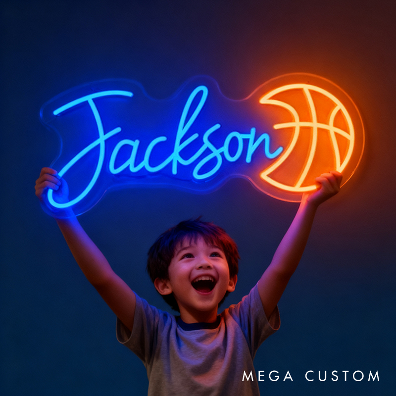 Personalized Basketball Neon Sign with Custom Name for Basketball Enthusiasts