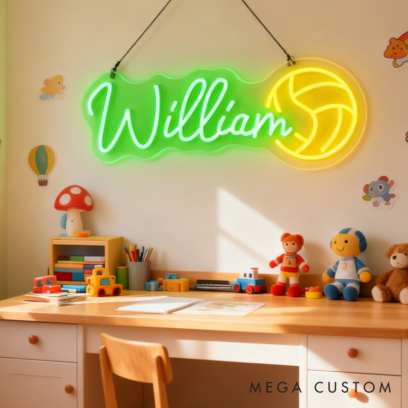 Personalized Volleyball Neon Sign with Custom Name for Volleyball Enthusiasts and Game Rooms