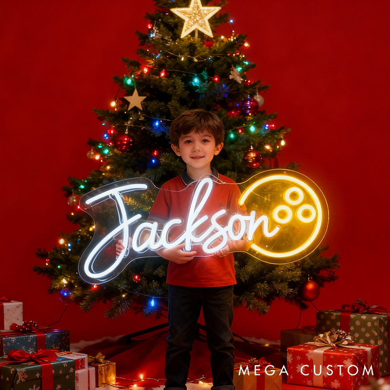 Personalized Bowling Neon Sign with Custom Name for Game Room Decor and Fun Spaces