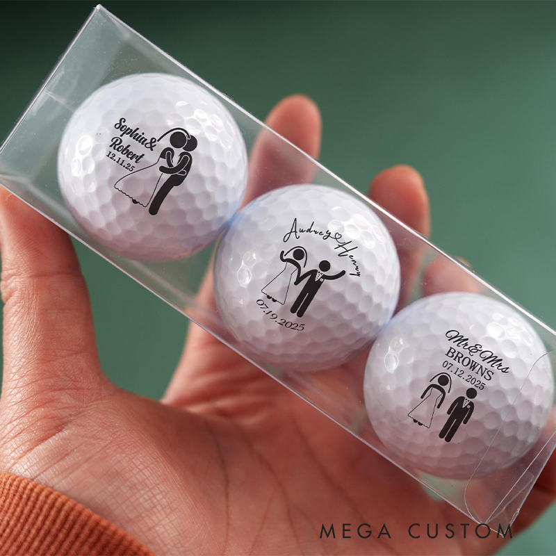 Personalized Wedding Golf Ball with "Forever" Design and Custom Details for Newlyweds Weddings Gifts