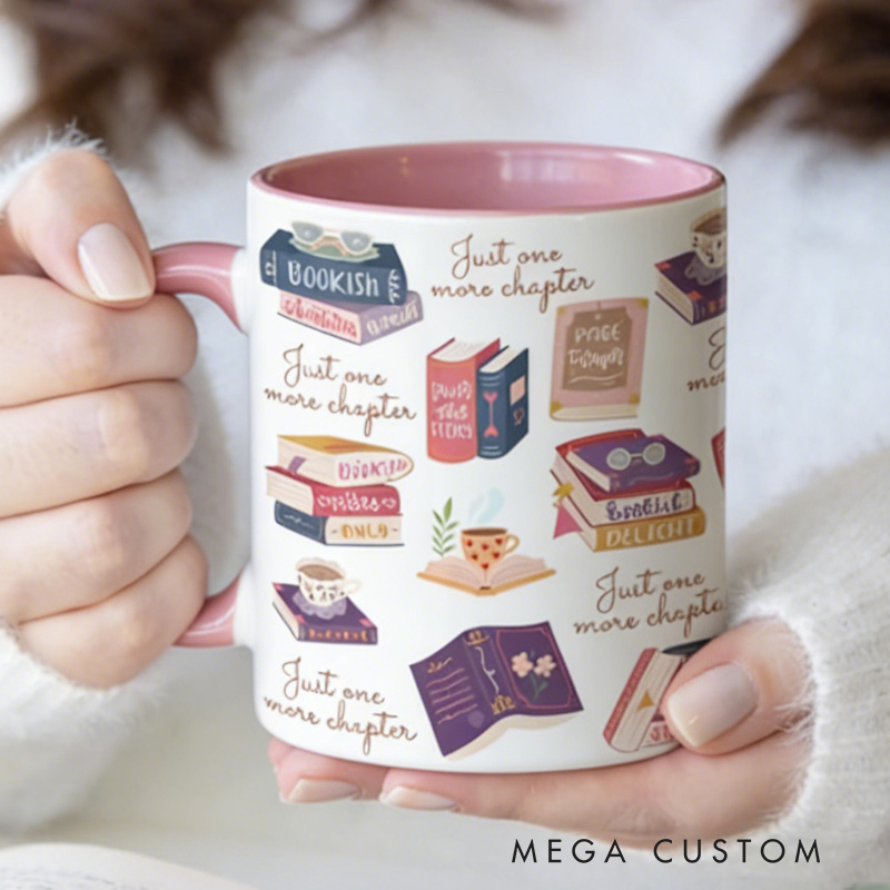 Personalized Just One More Chapter Mug Custom Girls Book Club Mug with Name Bookworm Coffee Cup for Reader Book Lover Librarian Gift