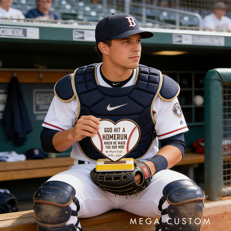 Personalized Baseball Softball Heart Plaque with Custom Text
