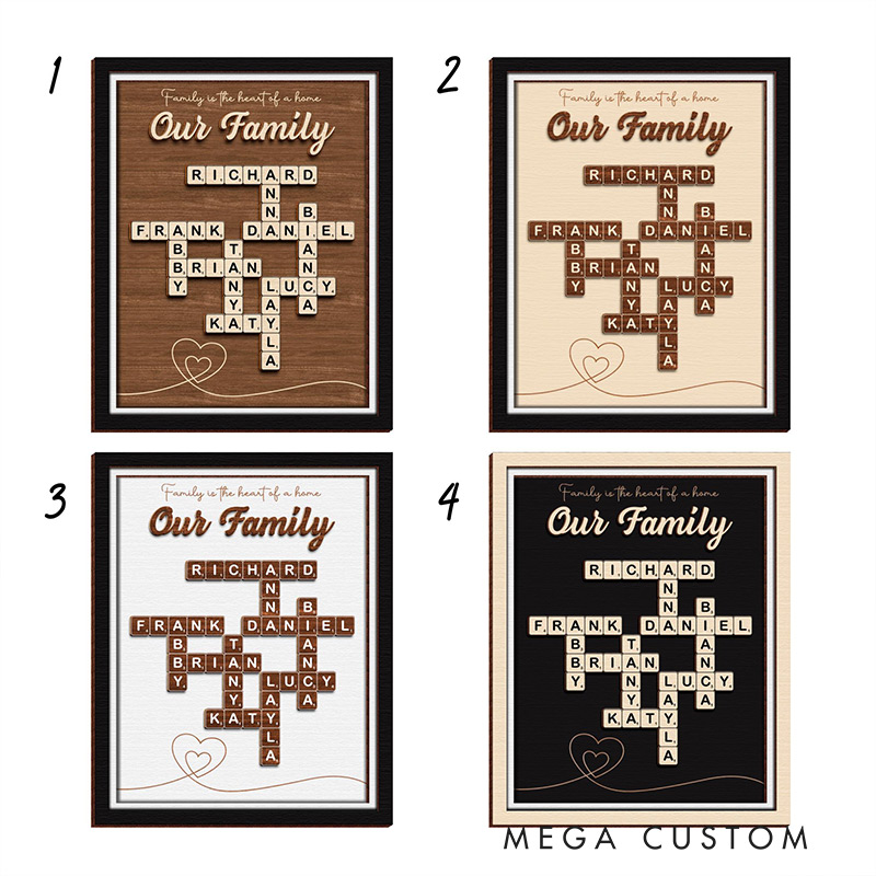 Personalized Scrabble Family Name Frame Scrabble Puzzle Grandkid Crossword Scrabble Wooden Sign Unique Gift for Parents Grandparent Family Last Name Sign