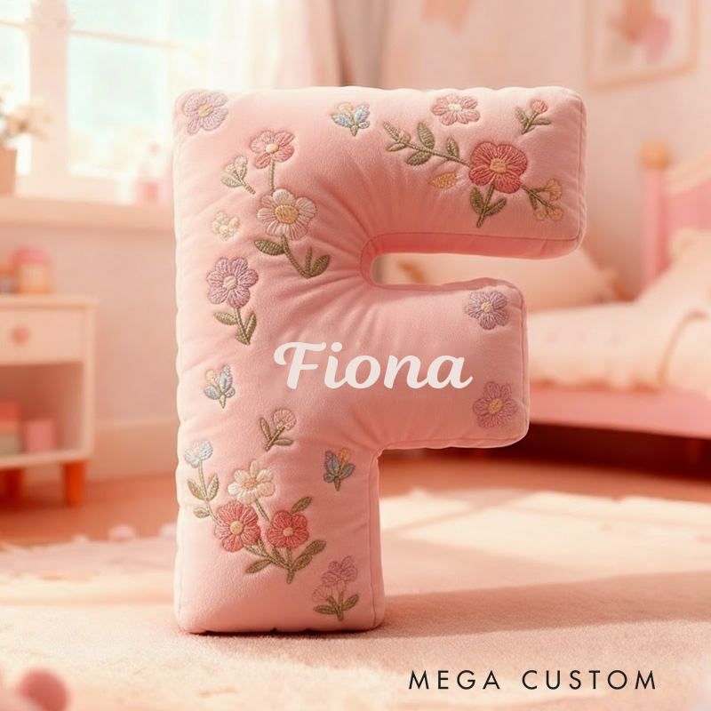 Personalized Letter Pillow Graphic 3D Print Cute Flower Custom Name Pillow Gift for Kids 