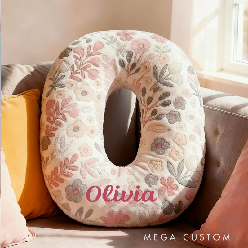Personalized Floral Letter Pillow with Name Graphic 3D Print Custom Double Sided Pillow Gift for Kids Gardening Lovers Gift