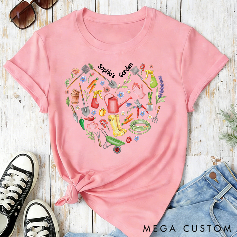 Personalized Gardener Heart Classic T-shirts Vintage Botanical Valentine's Day Crewneck Gift