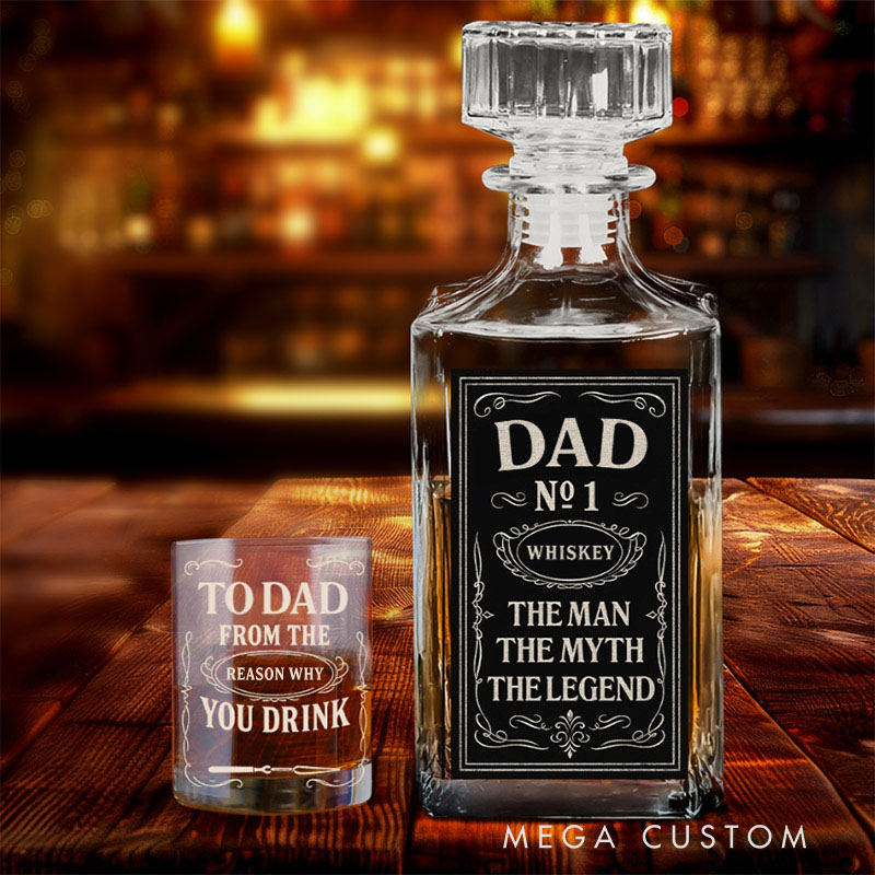 Personalized Father Whiskey Decanter Set Gift For Alcohol Lover Father's Day Gift 