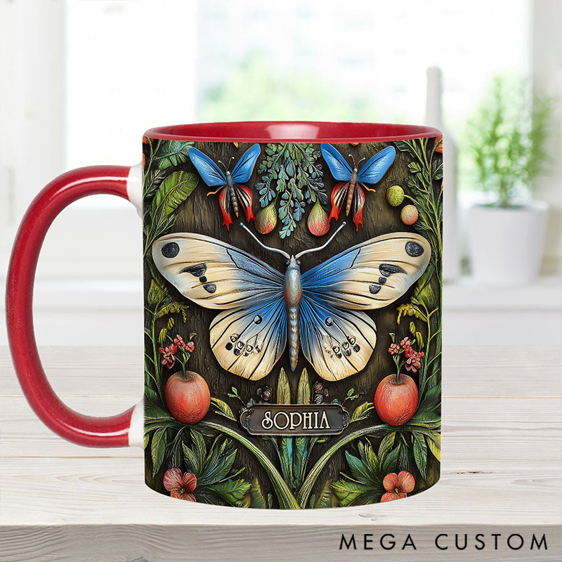 Personalized Beautiful Garden Mug Adorned with 3D Tool Embellishments Custom Name Engraved Mug for Avid Garden Lovers