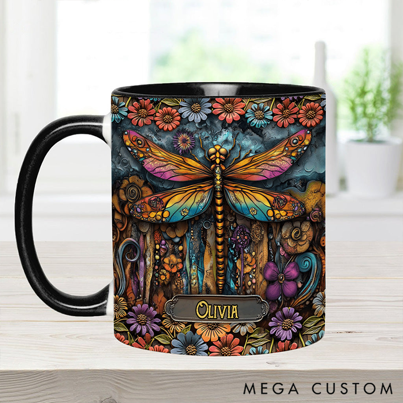 Personalized Green Lady Mug Adorned with 3D Tool Embellishments Custom Name Engraved Mug for Avid Garden Lovers