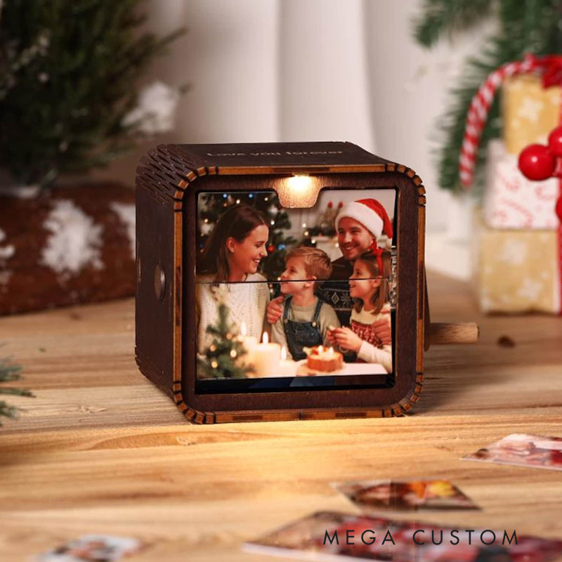 Personalized Photo Flipbook Animation Music Box Custom Crank Photobox Picture Box Custom wooden Photo Book with Light Custom Photo Flipbook Frame