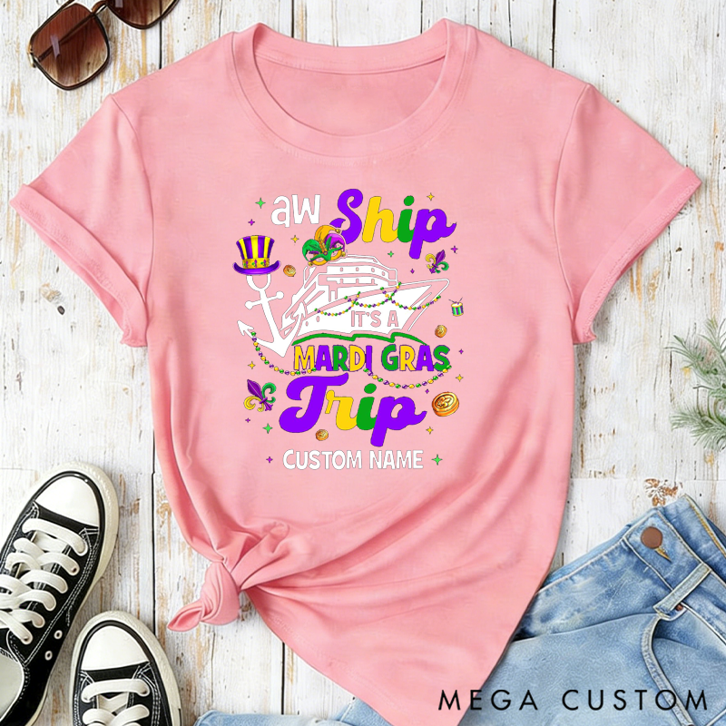 Personalized Mardi Gras Cruise Trip With Name Classic T-shirts Mardi Gras Vacation Mardi Gras Trip Apparel Cruise Lover Gift