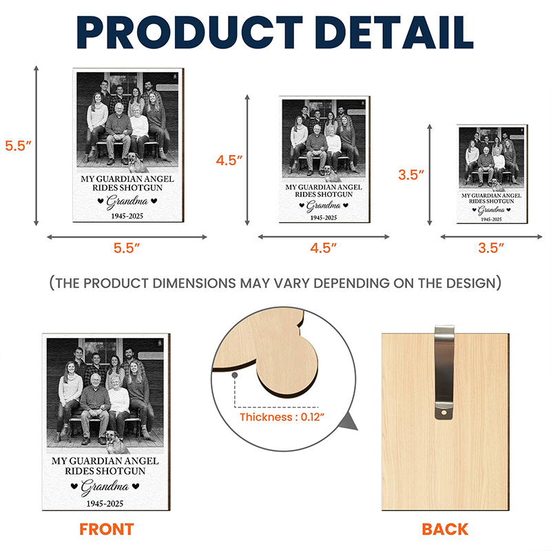 Personalized Wooden Photo Car Visor Clip My Guardian Angel Rides Shotgun Memorial Gift for Loss of Loved One Sympathy Gift