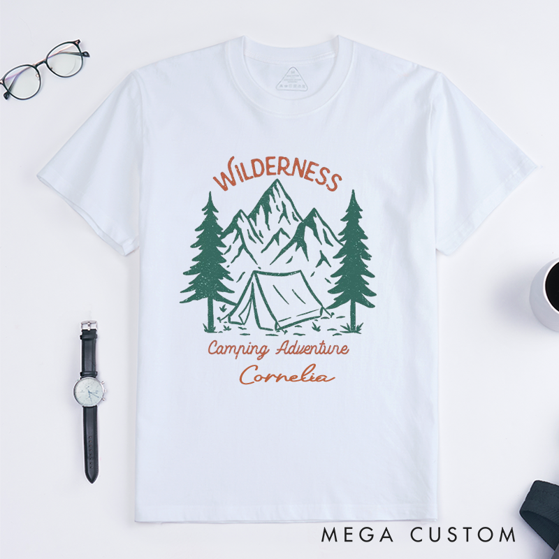 Personalized Wilderness Camping Adventure T-Shirt Into the Great Outdoors Shirt Gift for Travel Hiking Lovers 