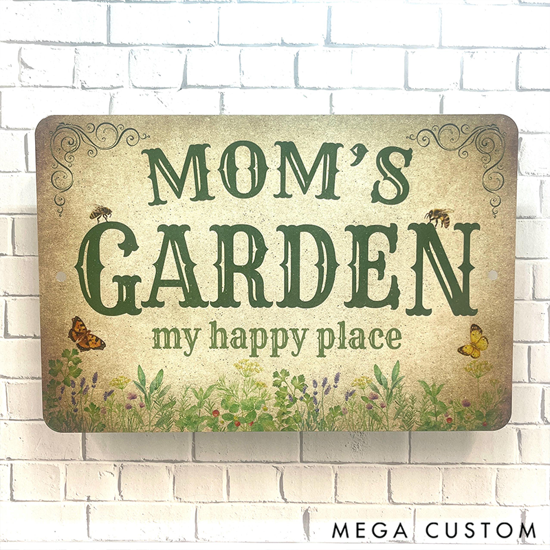 Personalized Metal Garden Sign Rustic Pollinator Custom Outdoor Decor Gifts for Her Garden Lover Gift