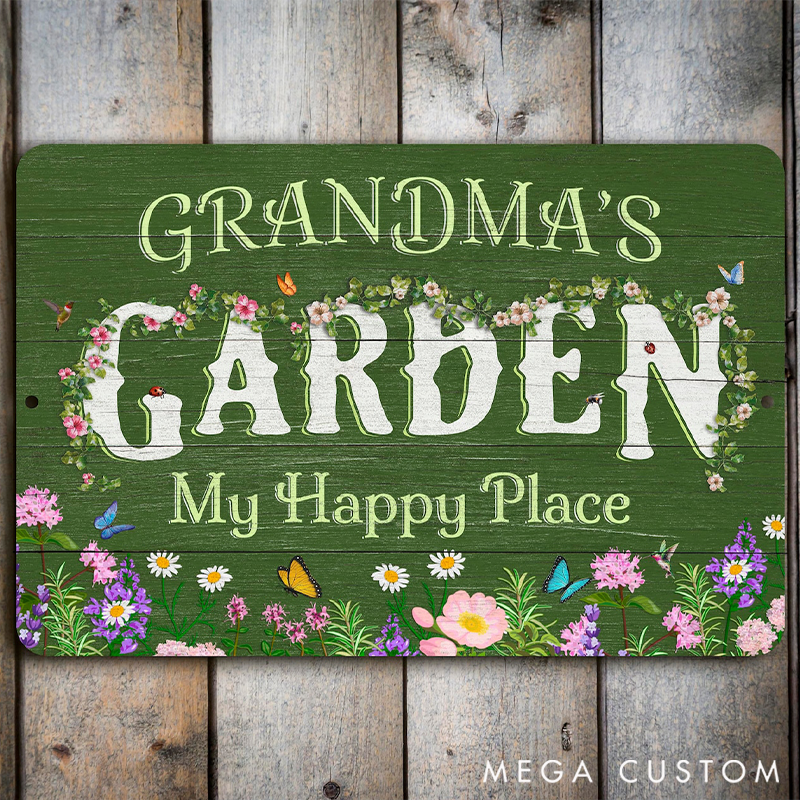 Personalized Metal Garden Sign Weathered Wood Design Rustic Pollinator Custom Outdoor Decor Gifts for Her Garden Lover Gift 
